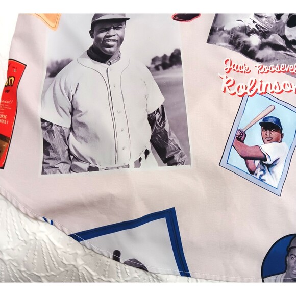 RSVLTS Jackie Robinson Scrapbook Brooklyn Dodger 42 Kunuflex Button Down Medium - Picture 10 of 14